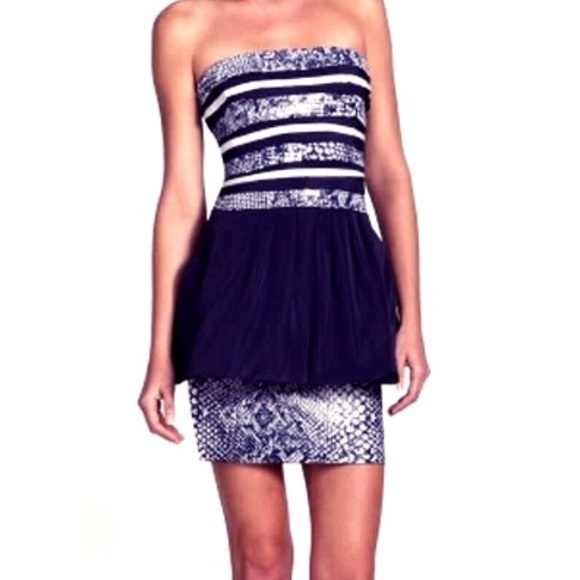 BCBGMAXAZRIA Peplum Strapless Dress Size 6 - Picture 1 of 5